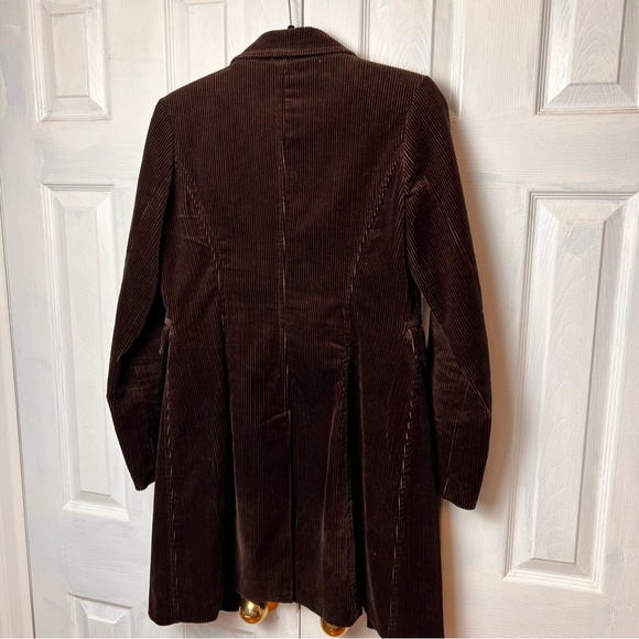 JACOB Vintage Corduroy Brown Cotton Button-up Blazer Long Open Coat - Size 3/4 - Picture 10 of 16